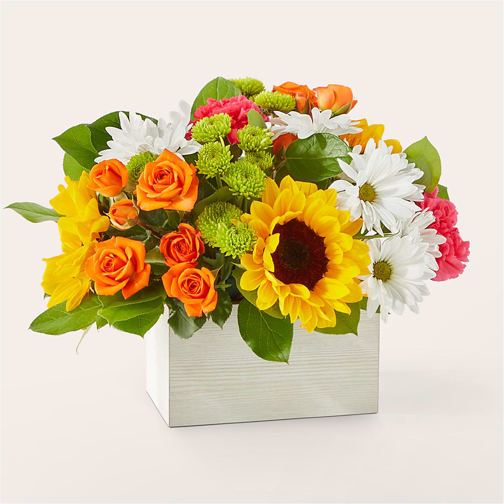 Sun-drenched Blooms Box Bouquet – Fleurs.ca, Quebec PQ