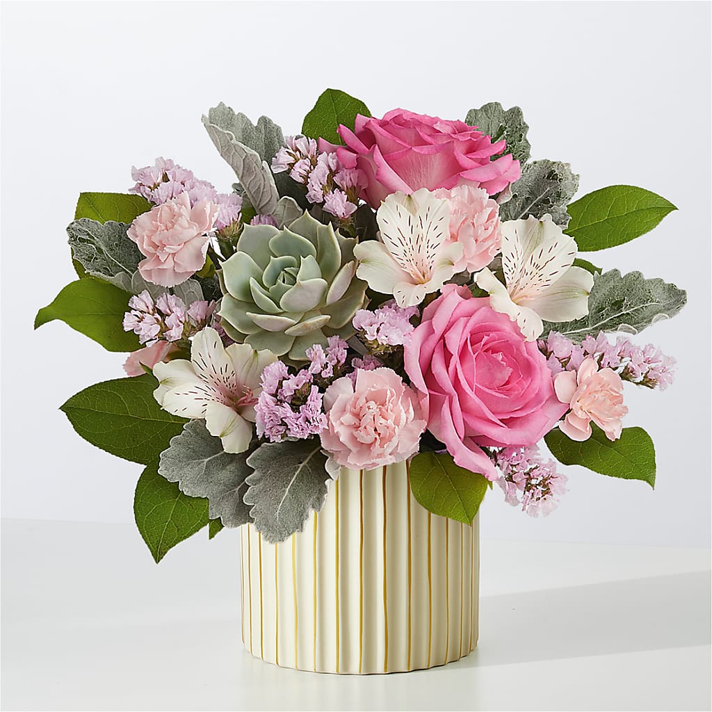 Dusty Rose Bouquet with Ivory Vase – Fleurs.ca, Quebec PQ