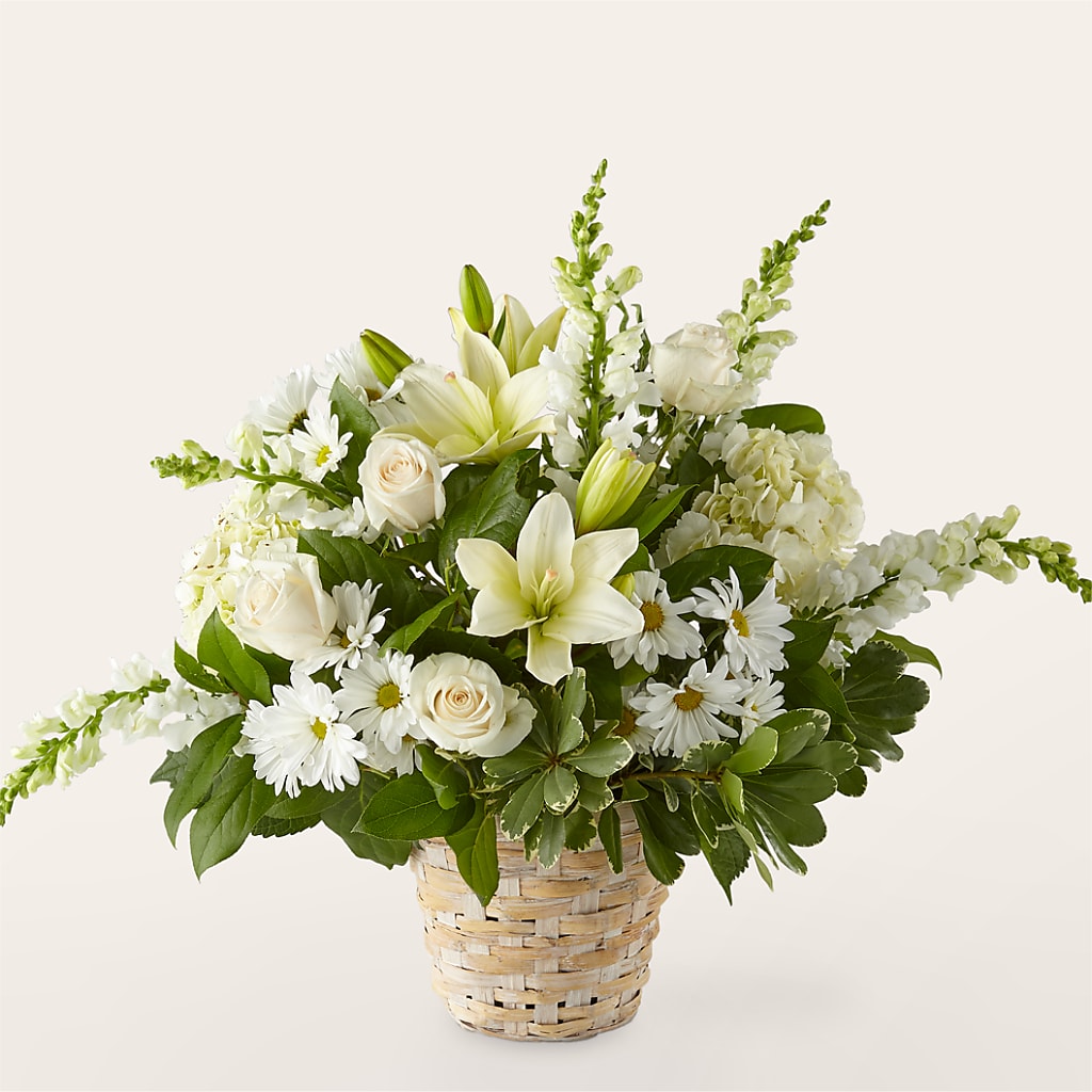 Panier fleuri ivoire élégant