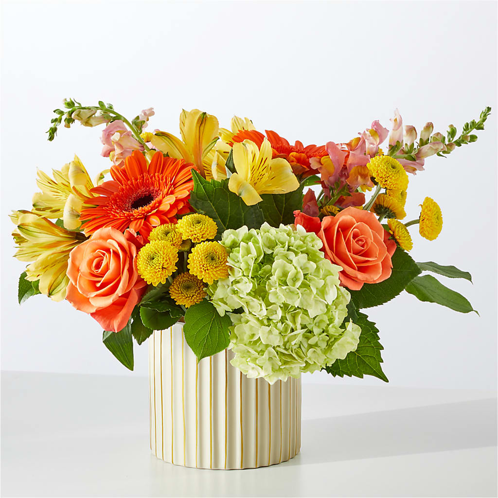 Autumn Sunshine Bouquet with Ivory Vase –  Fleurs.ca, Quebec PQ