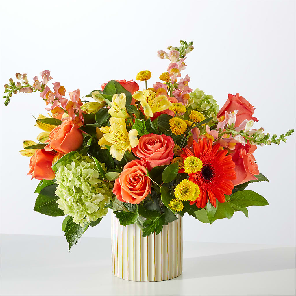 Autumn Sunshine Bouquet with Ivory Vase –  Fleurs.ca, Quebec PQ