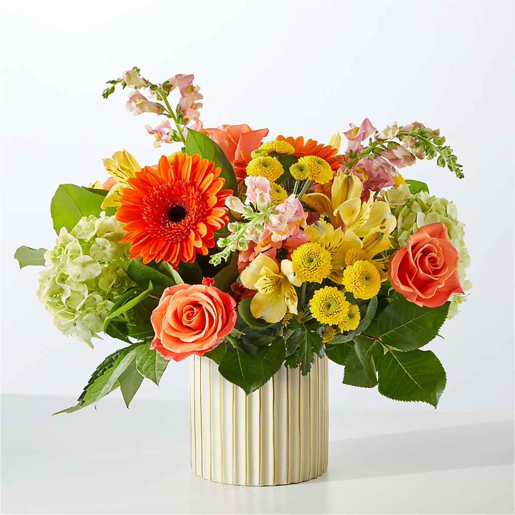 Autumn Sunshine Bouquet with Ivory Vase –  Fleurs.ca, Quebec PQ