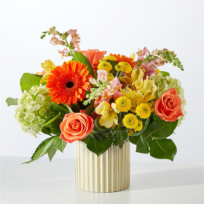 Autumn Sunshine Bouquet with Ivory Vase –  Fleurs.ca, Quebec PQ