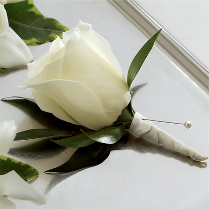 White Rose Boutonniere –  Fleurs.ca, Quebec PQ